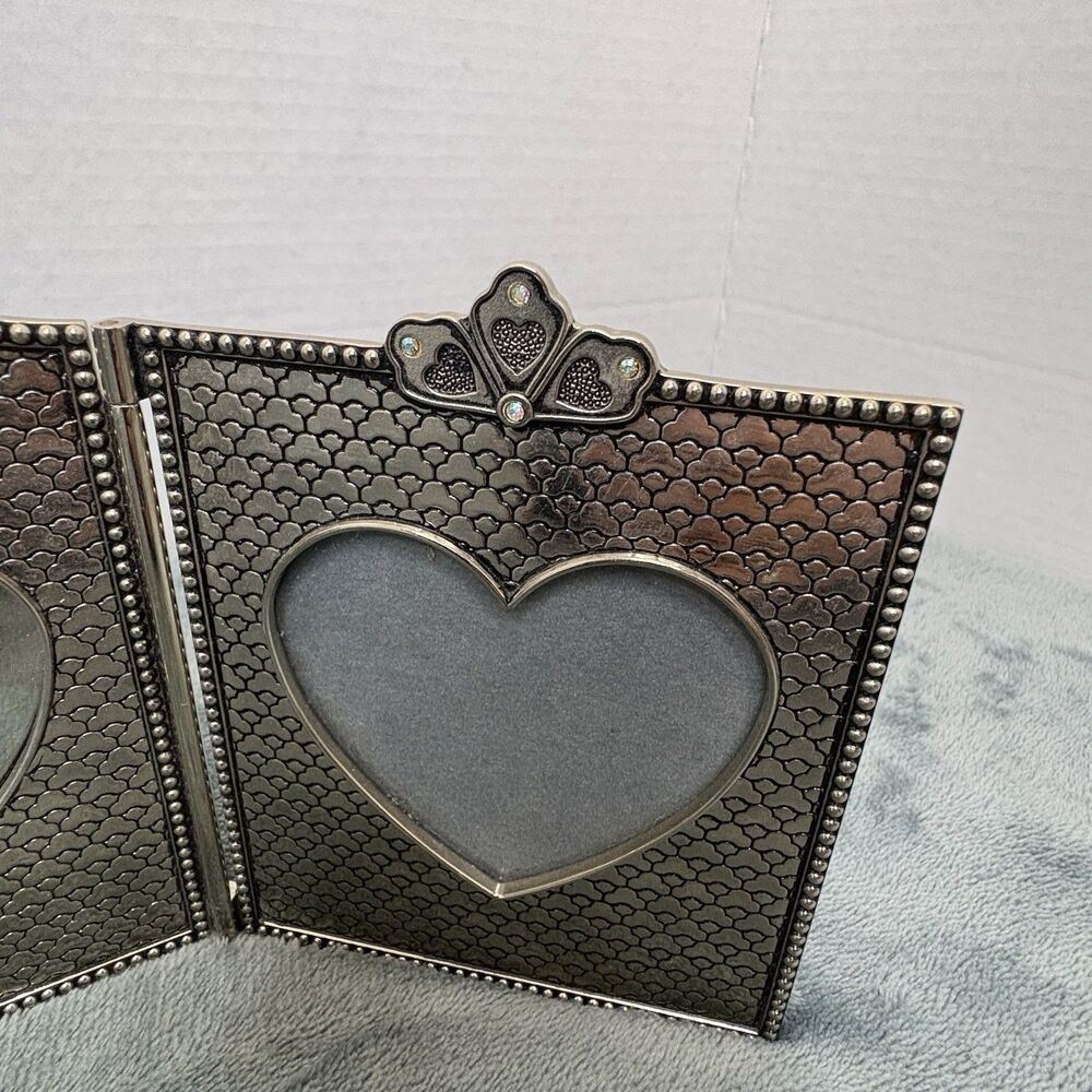 Things Remembered 3 Panel Silver Photo Frame Swarovski Crystals Engraved - Picture 4 of 9